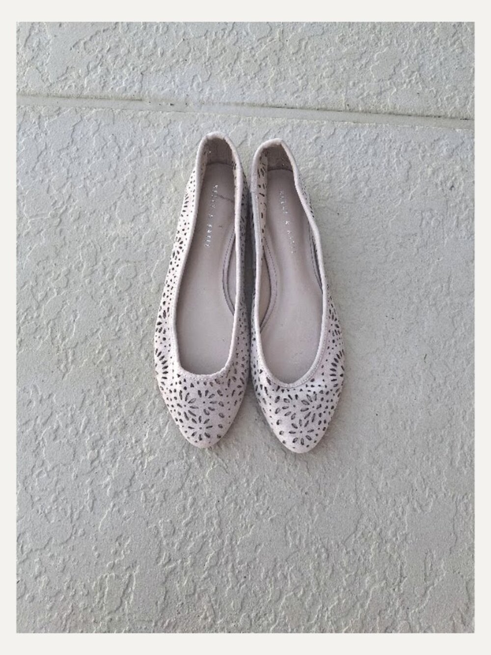 Balletcore Romantic Kelly & Katie Blush Laser Cut Ballet Flats Perforated 10
